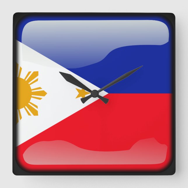 Horloge Carrée Drapeau des Philippines (Recto)