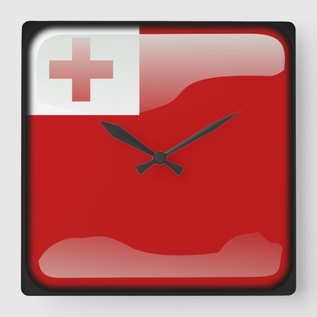 Horloge Carrée Drapeau des Tonga (Recto)