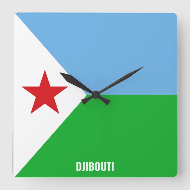 Horloge Carrée Drapeau Djibouti éblouissant patriotique (Recto)