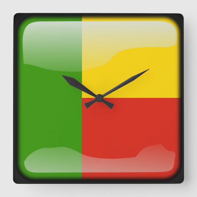 Horloge Carrée Drapeau du Bénin (Recto)