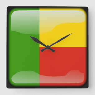 Horloge Carrée Drapeau du Bénin
