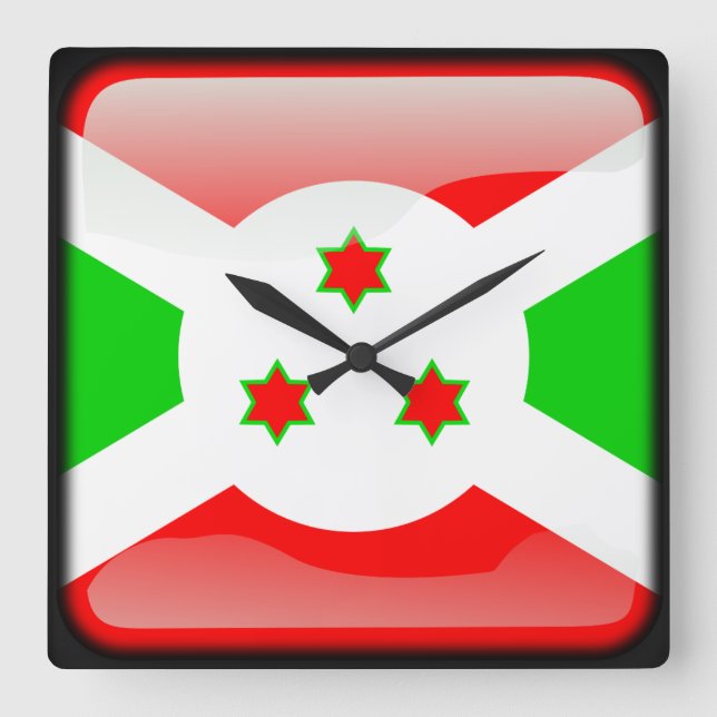 Horloge Carrée Drapeau du Burundi (Recto)