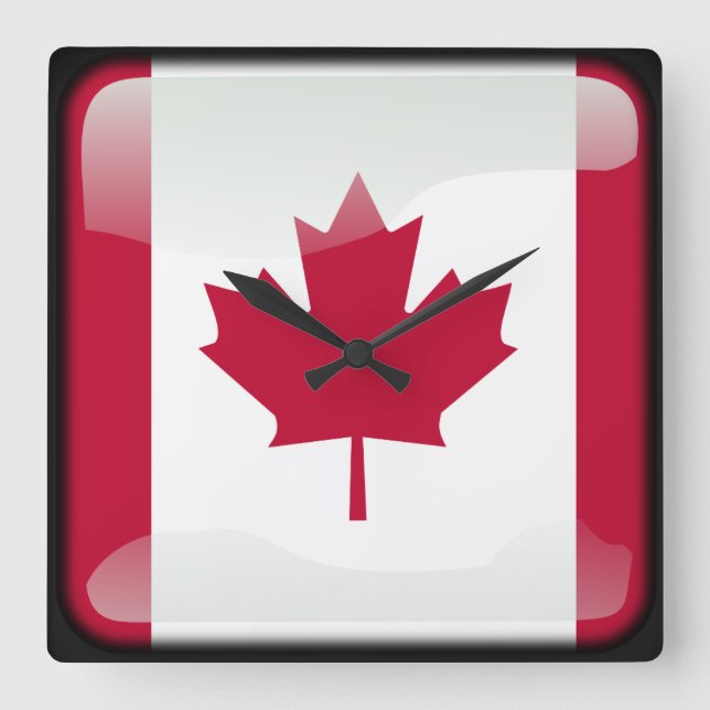 Horloge Carrée Drapeau du Canada (Recto)