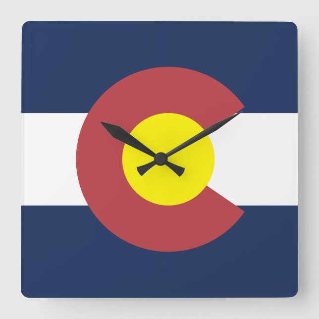 Horloge Carrée Drapeau du Colorado (Recto)