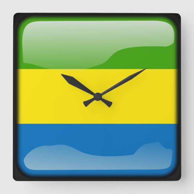 Horloge Carrée Drapeau du Gabon (Recto)