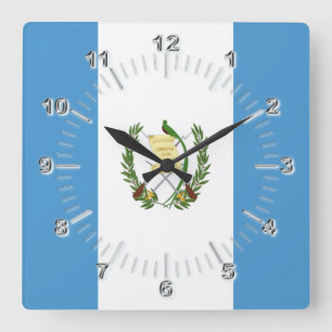 Horloge Carrée Drapeau du Guatemala 