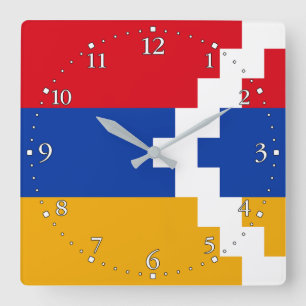 Horloge Carrée Drapeau du Haut-Karabakh