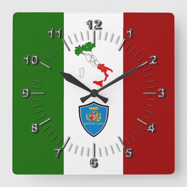 Horloge Carrée Drapeau du Latium (Italie) (Recto)