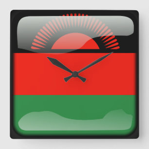 Horloge Carrée Drapeau du Malawi