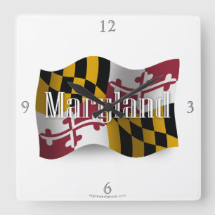 Horloge Carrée Drapeau du Maryland