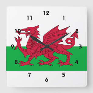 Horloge Carrée drapeau du pays de galles