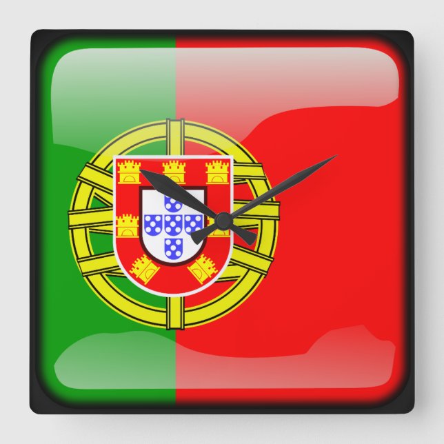 Horloge Carrée Drapeau du Portugal (Recto)