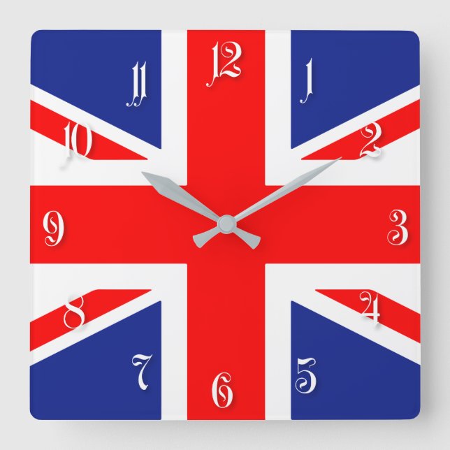 Horloge Carrée Drapeau du Royaume-Uni (Recto)