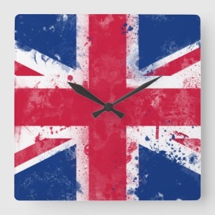 Horloge Carrée Drapeau du Royaume-Uni ou de l'Union Jack