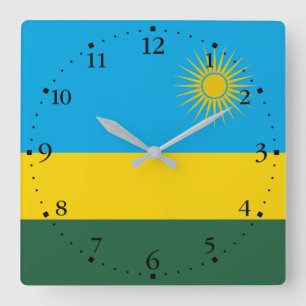 Horloge Carrée Drapeau du Rwanda