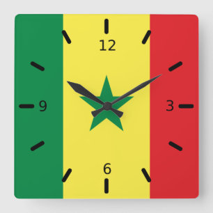 Horloge Carrée drapeau du Sénégal