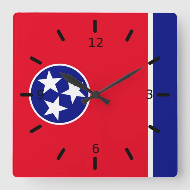 Horloge Carrée Drapeau du Tennessee (Recto)