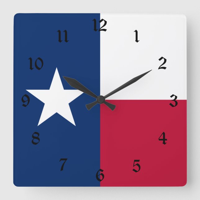 Horloge Carrée Drapeau du Texas : Longhorns, l'État de l'étoile s (Recto)
