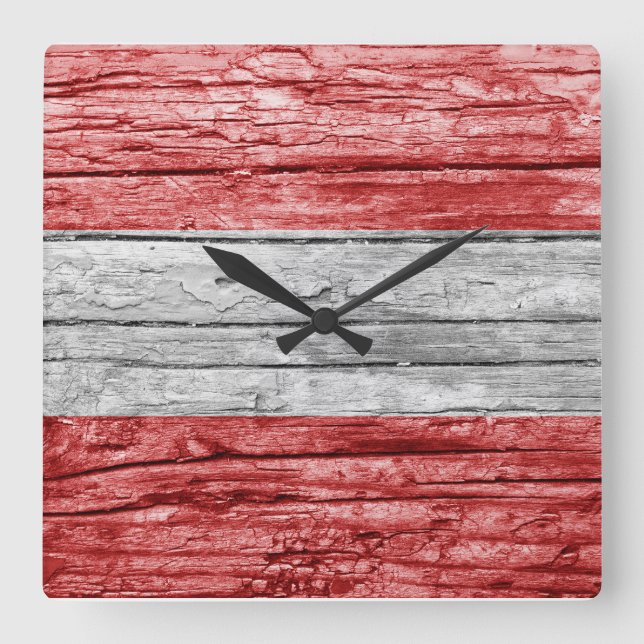Horloge Carrée Drapeau en bois (Recto)