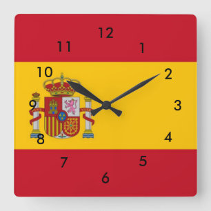 Horloge Carrée Drapeau Espagne
