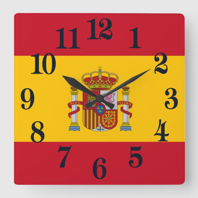 Horloge Carrée Drapeau Espagne - Bandera de Espana (Recto)