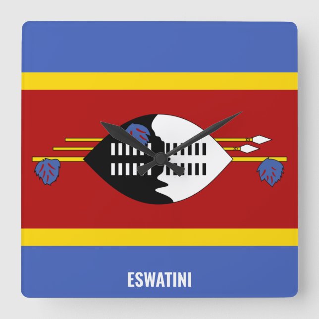 Horloge Carrée Drapeau Eswatini Éblouissant patriotique (Recto)