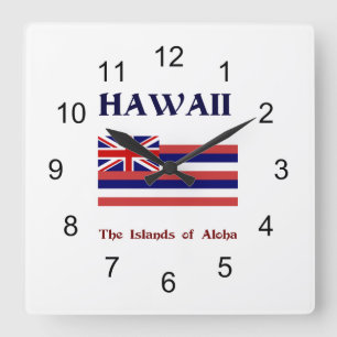 Horloge Carrée Drapeau et devise d'Hawaii