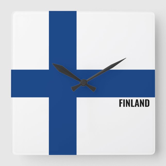 Horloge Carrée Drapeau finlandais Carré patriotique éblouissant (Recto)