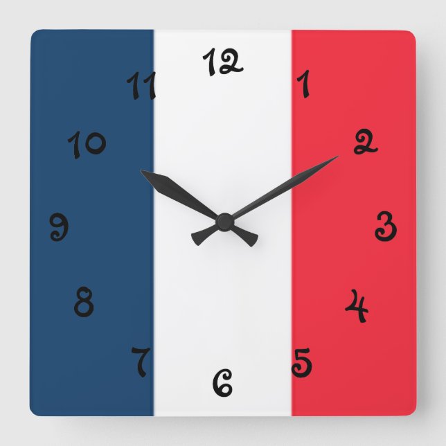 Horloge Carrée Drapeau français (Recto)