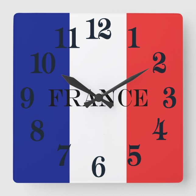 Horloge Carrée Drapeau français Tricolore (Recto)