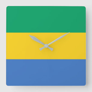 Horloge Carrée Drapeau Gabon