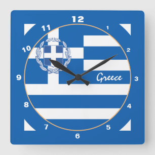 Horloge Carrée Drapeau grec patriotique, Grèce moderne Accueil /d
