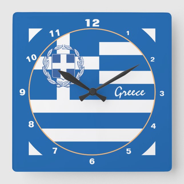 Horloge Carrée Drapeau grec patriotique, Grèce moderne Accueil /d (Recto)