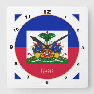 Horloge Carrée Drapeau haïtien moderne, Haïti tendance Accueil /