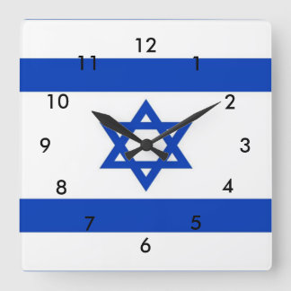 Horloge Carrée Drapeau Israël