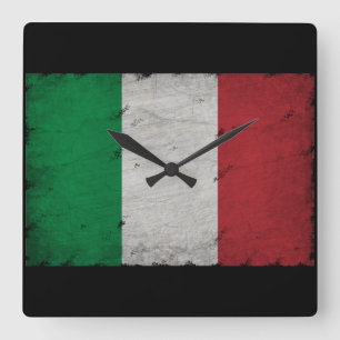 Horloge Carrée drapeau italie