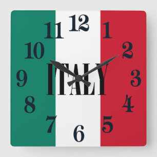 Horloge Carrée Drapeau italien Italia Il Tricolore
