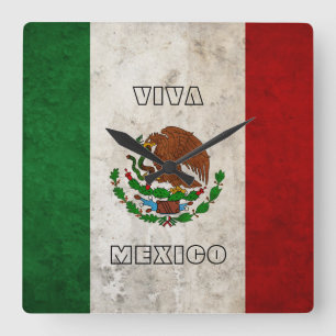 Horloge Carrée Drapeau mexicain