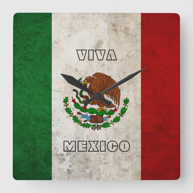 Horloge Carrée Drapeau mexicain (Recto)