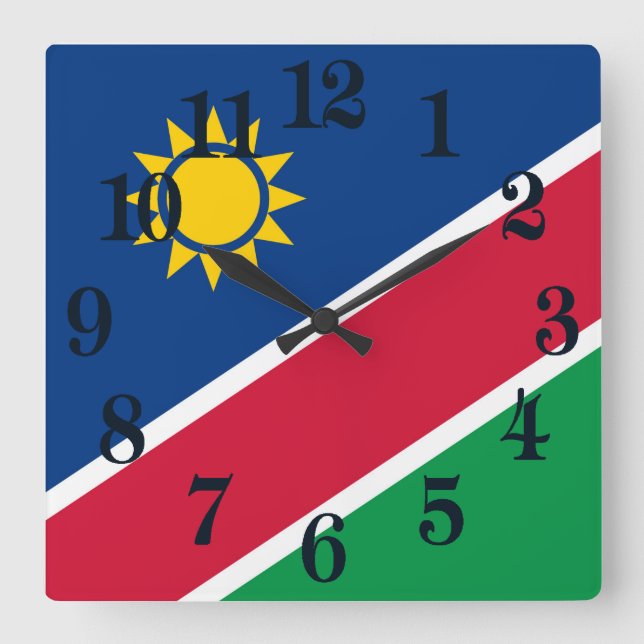 Horloge Carrée Drapeau namibien (Recto)