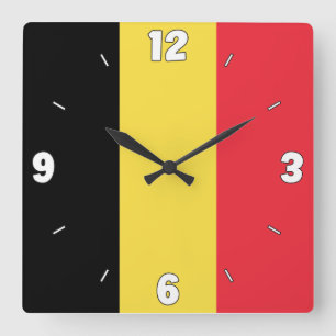 Horloge Carrée Drapeau national de Belgique Patriotique