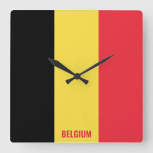 Horloge Carrée Drapeau national de Belgique Patriotique