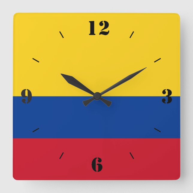 Horloge Carrée Drapeau national de Colombie patriotique (Recto)
