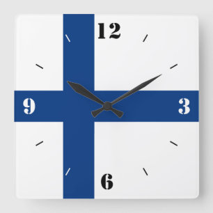 Horloge Carrée Drapeau national de Finlande Patriotique