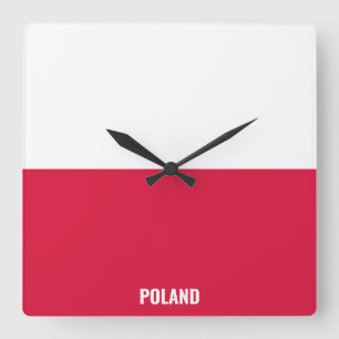 Horloge Carrée Drapeau National de la Pologne Patriotique