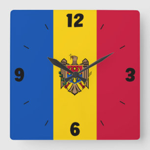 Horloge Carrée Drapeau national de Moldavie Patriotique