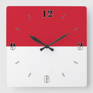Horloge Carrée Drapeau national de Monaco Patriotique