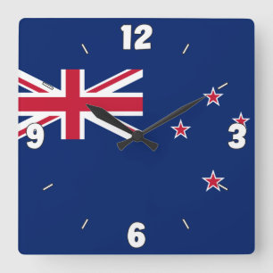 Horloge Carrée Drapeau national de Nouvelle-Zélande patriotique