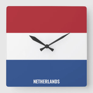 Horloge Carrée Drapeau national de Pays-Bas patriotique