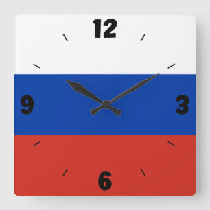 Horloge Carrée Drapeau national de Russie patriotique